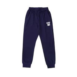 renvena Jungen Jogginghose Lange Pants Hose Sweatshose Trainingshose Loose Fit Kinder Kleinkind Sport Casual Outfit Navy blau 122-128 von renvena