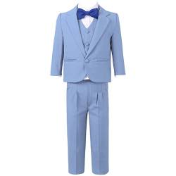 renvena Kinder Jungen Festlich Anzug Set Gentleman Kostüm Taufanzug Smoking Sakko Kleinkind Hochzeit Geburtstag Party Outfit Blau 98-104/3-4 Jahre von renvena