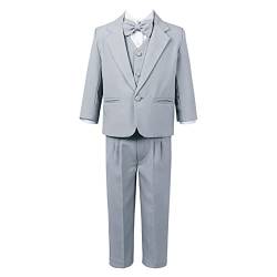 renvena Kinder Jungen Festlich Anzug Set Gentleman Kostüm Taufanzug Smoking Sakko Kleinkind Hochzeit Geburtstag Party Outfit Grau 134-140/9-10 Jahre von renvena