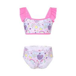 renvena Mädchen Bikini Set Zweiteilger Badeanzug Meerjungfrau Bademode mit Rüschen Schwimmanzug Sommer Swimwear Bunt_Einhörner 104-110/4-5 Jahre von renvena