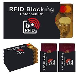 RFID NFC Schutzhüllen Blocking für Kreditkarte - EC-Karte, Personalausweis, Reisepass | Schutzhülle | RFID Blocker 100% Schutz 10 Rfid Schutzhüllen + 2 Reisepass von rfid schutzhüllen