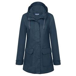 Regenjacke Damen Wasserdicht Regenmantel Gefüttert Atmungsaktiv Friesennerz PU Damen Regenjacke Wasserdicht Regenparka Regenjacke mit Kapuze,Blau,40 von rhythm of the rain