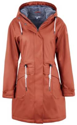 rhythm of the rain Regenjacke Damen mit Warm gefüttert Winterjacke Damen wasserdicht PU Regenmantel Friesennerz übergangsjacke mit Kapuze Karamell 42 von rhythm of the rain