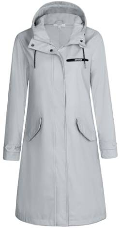 rhythm of the rain Regenmantel Damen Wasserdicht Aatmungsaktiv Regenjacke Damen Lang PU Friesennerz Raincoat Women mit Kapuze Stone 42-EU von rhythm of the rain