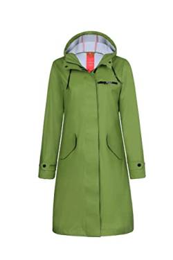 rhythm of the rain Regenmantel Damen Wasserdicht Aatmungsaktiv Regenjacke Windbreaker Lang PU Friesennerz leichte Regenponcho mit Kapuze Grün 36-EU von rhythm of the rain