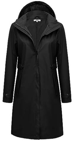 rhythm of the rain Regenmantel Damen Wasserdicht Regenjacke Atmungsaktiv Gefüttert ELVA BLACK 38-EU von rhythm of the rain