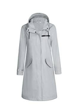 rhythm of the rain Regenmantel Damen gefüttert Windbreaker lang Wasserdicht Atmungsaktive Regenjacke mit kapuze Friesennerz PU Regenparka Outdoorjacke STONE 36-EU von rhythm of the rain