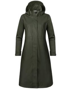 rhythm of the rain Regenmantel Damen lang Windbreaker damen wasserdicht Regenjacke damen gefüttert Damen Parka Outdoor, Grün, 36/S von rhythm of the rain