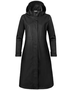 rhythm of the rain Regenmantel Damen lang Windbreaker damen wasserdicht Regenjacke damen gefüttert Damen Parka Outdoor, Schwarz, 36 von rhythm of the rain