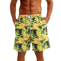 riemot Badehose Herren Badeshorts Sommer Männer Jungen Schwimmshorts Beach Schnelltrocknend Boardshorts Verstellbarem Sporthose kurz Mit Tasche und Gummizug, 3XL von riemot