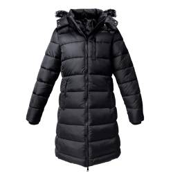 riemot Winter Warm Mantel mit Pelzkragen Mantel Damen Wintermantel Lange Mantel Outwear Frauen Wintermantel mit Reißverschlusstasche, Schwarz XL von riemot