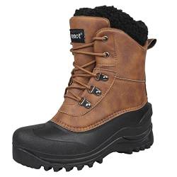 riemot Winterstiefel Damen Herren Wasserdicht Gefüttert Schneestiefel Warme Snow Boots Rutschfest Winter Schuhe, Braun, 40 EU von riemot