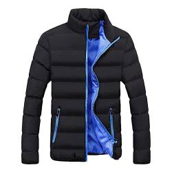 Herren Daunenjacke winter leicht Warm Winterjacke mit Reißverschluss Pufferjacke Casual Solid color Stehkragen Baumwolle Steppjacke Große Größen Innenfutter Winterjacken für Männer von riou