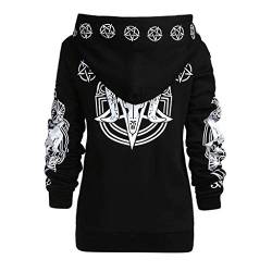 riou Damen Gothic Kleidung Mantel Jacke Kleid Hose Oberteil Shirt Rock Pullover Schuhe Schmuck Moon Druck Schwarz Punk Harajuku Stil Vintage Karneval Fasching Kostüm von riou