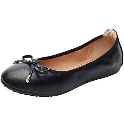 rismart Damen Tanzen Schlüpfen Wohnung Bowknot Elegant Weich Ballerinas Schuhe SN02829(Schwarz,EU36) von rismart