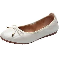 rismart Damen Tanzen Schlüpfen Wohnung Bowknot Elegant Weich Ballerinas Schuhe SN02829(Weiß,EU38) von rismart