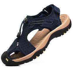 rismart Herren Closed Zu Draussen Sport Trekking Schuhe Leder Sandalen SN1505(Marine,41 EU) von rismart