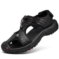 rismart Herren Closed Zu Draussen Sport Trekking Schuhe Leder Sandalen SN1505(Schwarz,44 EU) von rismart