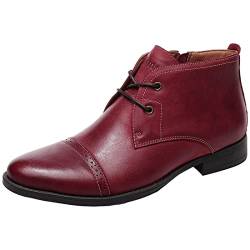 rismart Herren Mitte Chukka Stiefel Formell Leder Ankle Boots (Burgund,44 EU) von rismart