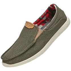 rismart Loafers Slipper Mokassins zum Herren Lässig Leinen Slip on rutschfest Grün,43 von rismart