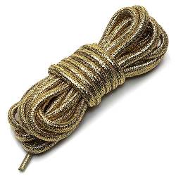 rismart Runde Schnürsenkel Glitzern - 5 mm Breit - für Sneaker - Längen von 70 cm bis 200 cm, 3 Farben (Gold,180cm(1 Paar)) von rismart