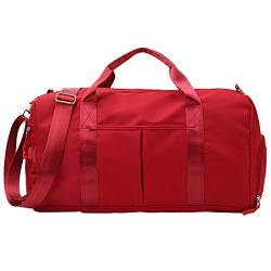 rismart Wasserdicht Sporttasche Trocken Nass Getrennt Wochenendreisetasche, 35L Groß Handtasche mit Schuhfach für Schwimmen Yoga Wandern Camping, Rot von rismart