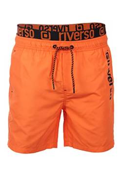 riverso Badehose Herren Regular Fit RIVBobby Badeshorts Sporthose Schwimmhose Shorts Kurze Hosen Print Elastischer Bund Orange 3XL, Größe:3XL, Farbe:Shiny Orange-Black von riverso