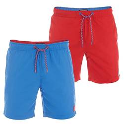 riverso Herren Badehose Badeshort 2er Pack RIVDavid Kurze Hose Sommer Sport Shorts Tunnelzug 100% Polyester, Größe:3XL, Farbe:Farbmix 3 von riverso