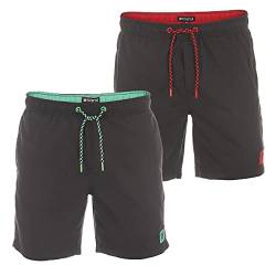 riverso Herren Badehose Badeshort 2er Pack RIVDavid Kurze Hose Sommer Sport Shorts Tunnelzug 100% Polyester, Größe:4XL, Farbe:Farbmix 4 von riverso