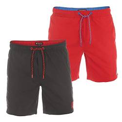 riverso Herren Badehose Badeshort 2er Pack RIVDavid Kurze Hose Sommer Sport Shorts Tunnelzug 100% Polyester, Größe:L, Farbe:Farbmix 2 von riverso