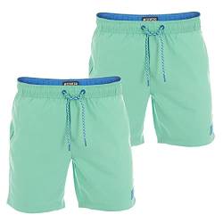 riverso Herren Badehose Badeshort 2er Pack RIVDavid Kurze Hose Sommer Sport Shorts Tunnelzug 100% Polyester, Größe:M, Farbe:Bright Green (12600) von riverso