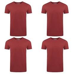 riverso Herren Basic T-Shirt 4er Pack RIVAaron Rundhals Tee Regular Kurzarm Einfarbig Organic Cotton Bio 100% Baumwolle S M L XL XXL 3XL 4XL 5XL, Größe:3XL, Farbe:Dark Red (15400) von riverso