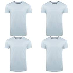 riverso Herren Basic T-Shirt 4er Pack RIVAaron Rundhals Tee Regular Kurzarm Einfarbig Organic Cotton Bio 100% Baumwolle S M L XL XXL 3XL 4XL 5XL, Größe:3XL, Farbe:Light Blue (19200) von riverso