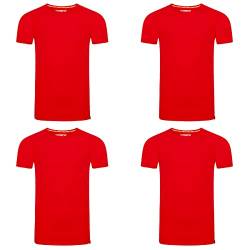 riverso Herren Basic T-Shirt 4er Pack RIVJonas Rundhals Tee Regular Kurzarm Einfarbig Organic Cotton Bio 100% Baumwolle S M L XL XXL 3XL 4XL 5XL, Größe:XXL, Farbe:Middle Red (15300) von riverso