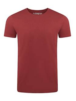 riverso Herren Basic T-Shirt RIVAaron Rundhals Tee Regular Kurzarm Einfarbig Organic Cotton Bio 100% Baumwolle Rot XXL, Größe:XXL, Farbe:Dark Red (15400) von riverso