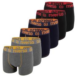 riverso Herren Boxershorts RIVJonny 6er Pack Basic Boxer Stretch Unterhosen Unterwäsche Retroshorts Set Baumwolle S, Größe:S, Farbe:Farbmix 12 (RVS1BCX6PK12M) von riverso