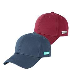 riverso Herren Cap RIVNoel 2er Pack Baseballcap Snapback Kappe Sport Verstellbare Outdoor Mütze Basic Einfarbig 100% Baumwolle Einheitsgröße Blau Rot, Größe:One Size, Farbe:Farbmix Uni 3 von riverso