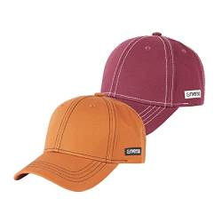 riverso Herren Cap RIVNoel 2er Pack Baseballcap Snapback Kappe Sport Verstellbare Outdoor Mütze Basic Einfarbig 100% Baumwolle Einheitsgröße Braun Rot, Größe:One Size, Farbe:Farbmix 8 von riverso