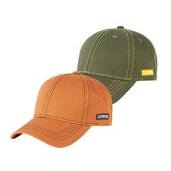 riverso Herren Cap RIVNoel 2er Pack Baseballcap Snapback Kappe Sport Verstellbare Outdoor Mütze Basic Einfarbig 100% Baumwolle Einheitsgröße Grün Braun, Größe:One Size, Farbe:Farbmix 6 von riverso