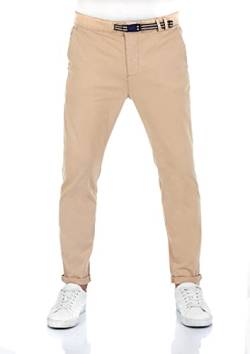 riverso Herren Chinohose RIVMalte Slim Fit Chino Hose klick Gürtel Freizeithose Stoffhose Baumwolle Stretch Beige w34, Größe:W 34, Farbe:Middle Beige (20300) von riverso