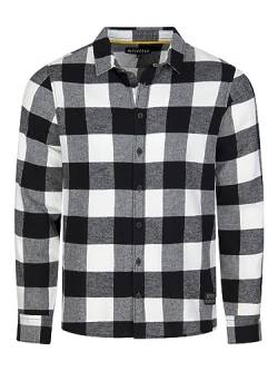 riverso Herren Freizeit Hemd RIVArne Regular Fit Karohemd Flanellhemd Holzfällerhemd Kariert Langarm 100% Baumwolle Schwarz 4XL, Größe:4XL, Farbe:Black-White von riverso