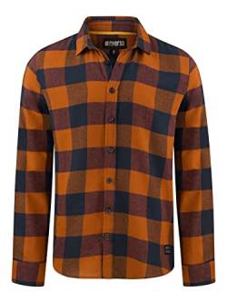 riverso Herren Freizeit Hemd RIVArne Regular Fit Karohemd Flanellhemd Holzfällerhemd Kariert Langarm Braun, XXL, 100% Baumwolle, Größe:XXL, Farbe:Ginger Bread Brown (21300) von riverso