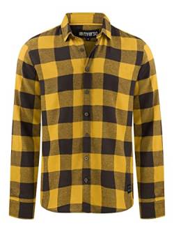 riverso Herren Freizeit Hemd RIVArne Regular Fit Karohemd Flanellhemd Holzfällerhemd Kariert Langarm Gelb, XL, 100% Baumwolle, Größe:XL, Farbe:Olive Yellow (10400) von riverso