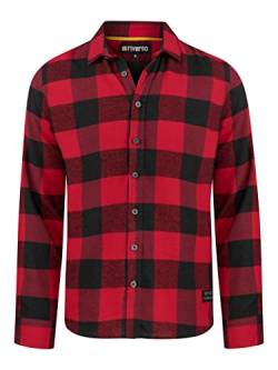 riverso Herren Freizeit Hemd RIVArne Regular Fit Karohemd Flanellhemd Holzfällerhemd Kariert Langarm Rot, 5XL, 100% Baumwolle, Größe:5XL, Farbe:Cherry Red (15300) von riverso