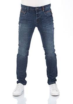 riverso Herren Jeans Hose RIVCaspar Slim Fit Jeanshose Used Look Baumwolle Denim Stretch Blau w29, Farbe:Dark Blue (D242), Länge:L32, Weite:29W von riverso