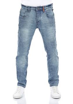 riverso Herren Jeans Hose RIVCaspar Slim Fit Jeanshose Used Look Baumwolle Denim Stretch Blau w29, Farbe:Middle Blue Denim (D257), Größe:29W / 34L von riverso