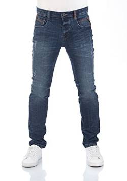 riverso Herren Jeans Hose RIVCaspar Slim Fit Jeanshose Used Look Baumwolle Denim Stretch Blau w30, Farbe:Dark Blue (D242), Länge:L32, Weite:30W von riverso