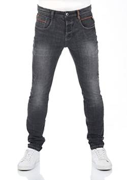 riverso Herren Jeans Hose RIVCaspar Slim Fit Jeanshose Used Look Baumwolle Denim Stretch Schwarz w29, Farbe:Black Denim (B132), Länge:L32, Weite:29W von riverso