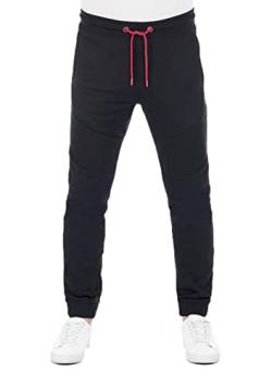 riverso Herren Jogginghose RIVVito Trainingshose Lang Hose Jogger Freizeithose Sporthose Sweathose Biker Taschen Regular Einfarbig Baumwolle Schwarz L, Größe:L, Farbe:Black von riverso