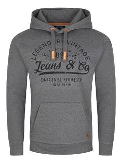 riverso Herren Kapuzenpullover RIVArmin Hoodie Sweatshirt Pullover Kapuze Kängurutaschen Regular Fit Baumwolle Print Grau 3XL, Größe:3XL, Farbe:Grey Melange Standard 2 von riverso